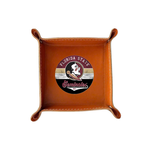 Engraved Leather Tray – Snap Corners – Compact & Unique (Florida State)