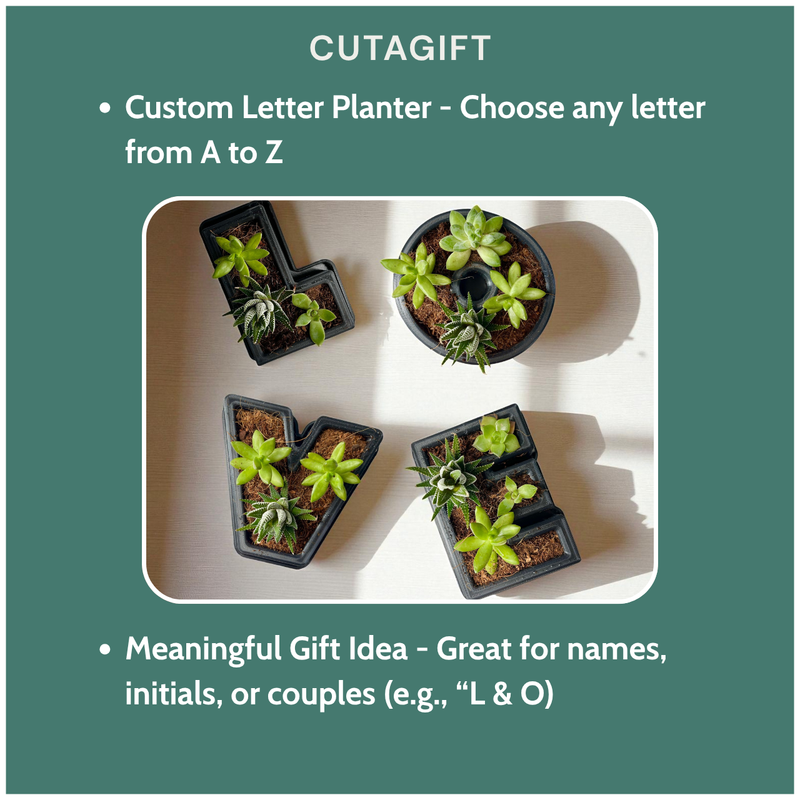 3D Printed Letters Planter Pot, Personalized Planter and Custom Name