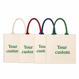 Custom Printed Jute and Canvas Tote Bag with Zipper – 13.8" × 10.6" × 5.1"