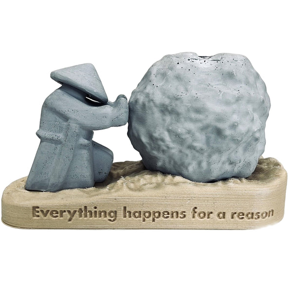 Rock Candle Holder - Wooden base with message underneath