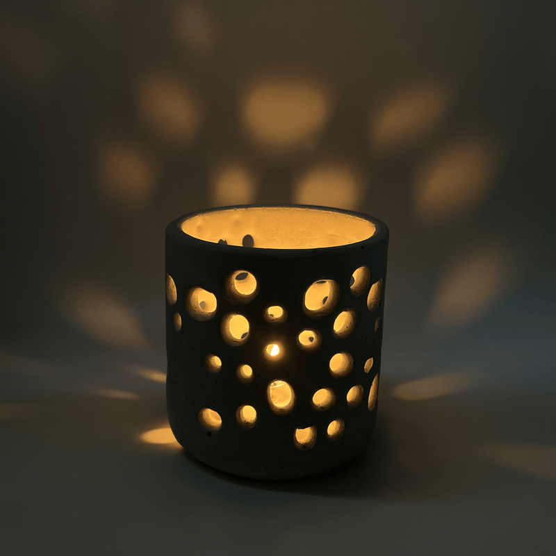 Voronoi Concrete Candle Holder