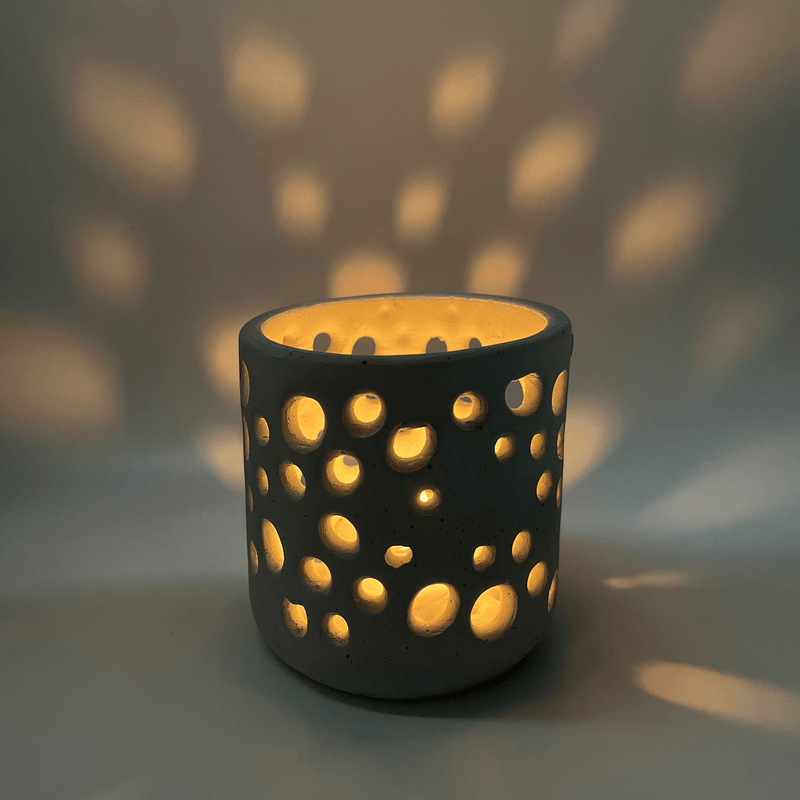 Voronoi Concrete Candle Holder
