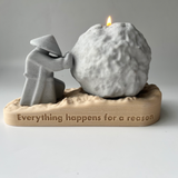 Rock Candle Holder - Wooden base with message underneath