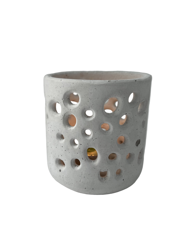 Voronoi Concrete Candle Holder