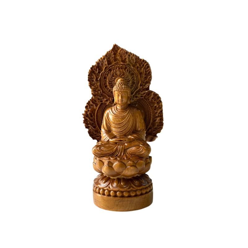 6" Wooden Sitting Gautama Buddha Statue Shakyamuni Meditating Buddha Spiritual Decor Feng Shui Gifts Buddha Statues for Home