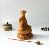 6" Wooden Sitting Ksitigarbha Bodhisattva Statue, Dizang Statue Feng Shui, Meditation Decor
