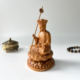 6" Wooden Sitting Ksitigarbha Bodhisattva Statue, Dizang Statue Feng Shui, Meditation Decor