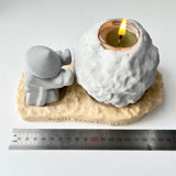 Rock-Shaped Candle Holder, Candle Holder with Man Pushing Rock, Custom Name Available