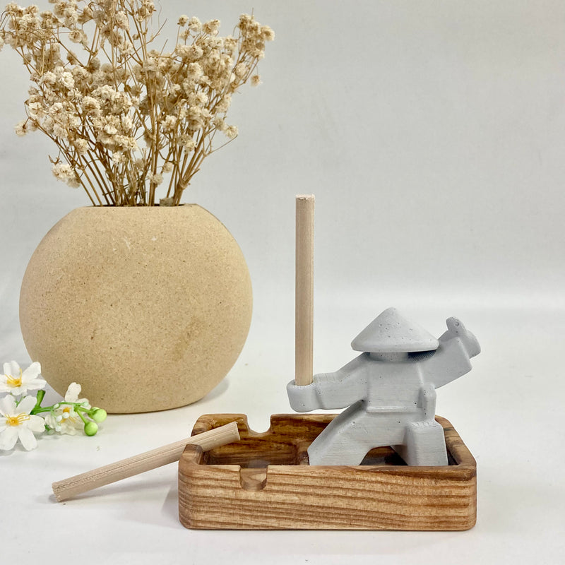 Samurai Natural Wood Ashtray Set