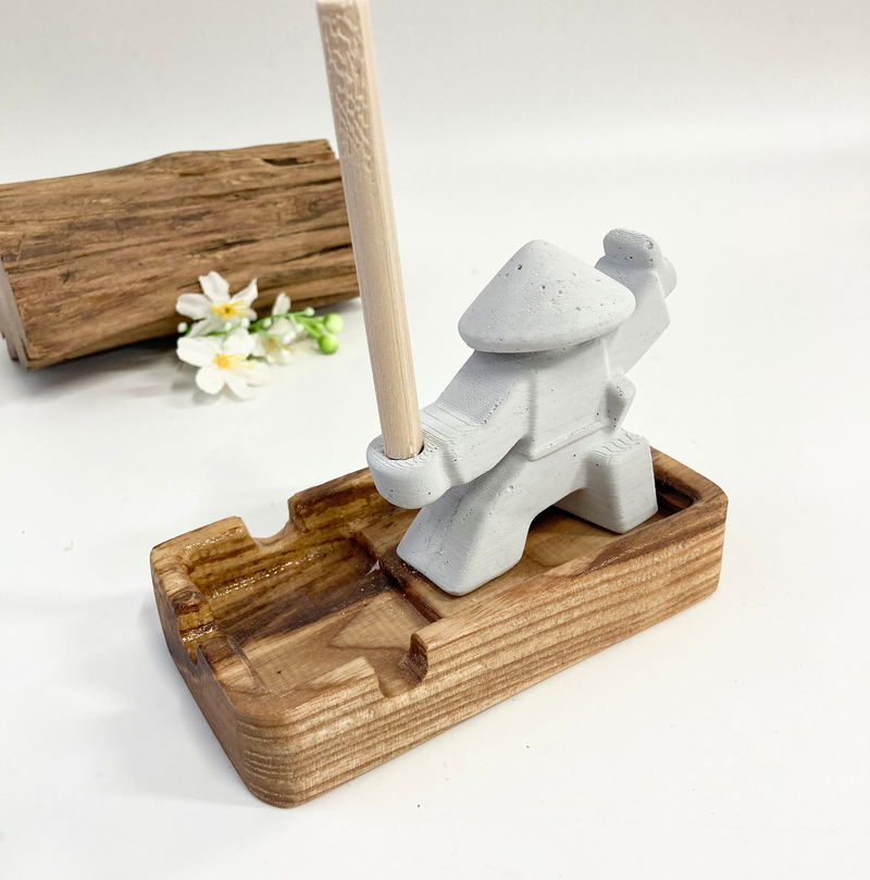 Samurai Natural Wood Ashtray Set