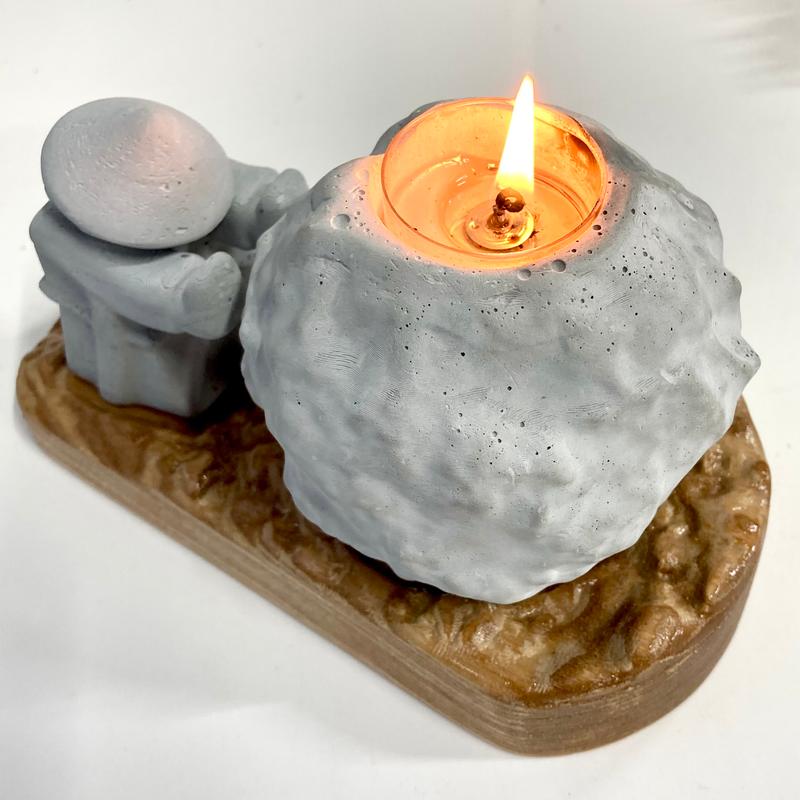 Cement Candle Holder Set with Natural Wooden Tray