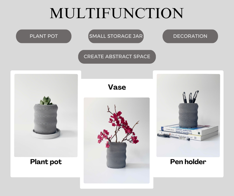 Modern Wavy Textured Indoor Planter Pot