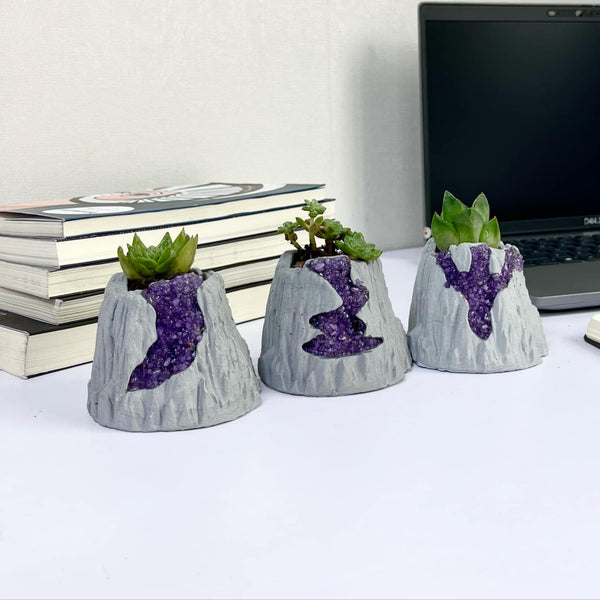 Volcanic Flow Rock Planter - Set of 3