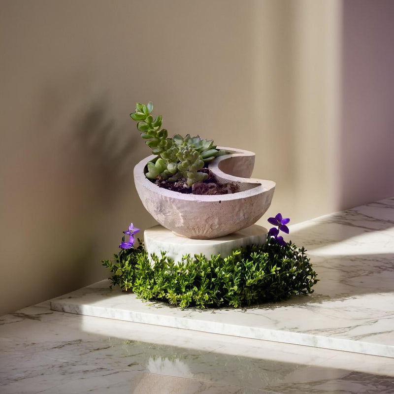Crescent Moon Silicone Concrete Flower Pot Molds,Industrial Building Design Succulent Plant Molds Cement Clay Moulds Home Office Desk Decor