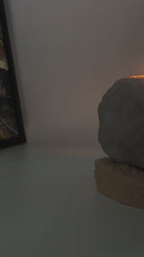 Candle Holder with Man Pushing Rock, Custom Name Available