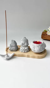 Set of “Peace” Monk Statues (Concrete)