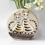 Mini Ceramic Flower Vase (Two Cats)
