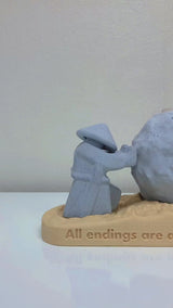 Rock Candle Holder - Wooden base with message underneath