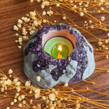 Handcrafted Amethyst Candle Holder (Volcano)