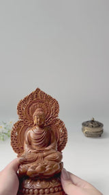8" Wooden Sitting Gautama Buddha Statue Shakyamuni Meditating Buddha Spiritual Decor Feng Shui Gifts Buddha Statues for Home Decor