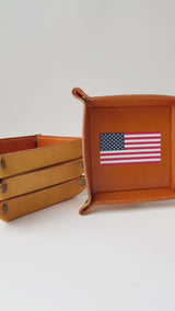Engraved Leather Tray – Snap Corners – Compact & Unique (American)