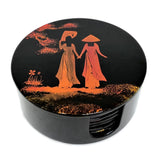 Set of 6 Traditional Vietnamese Lacquered Round Coasters