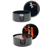 Set of 6 Traditional Vietnamese Lacquered Round Coasters