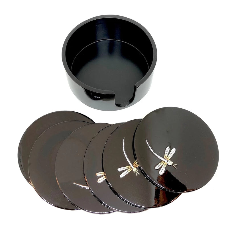 Set of 6 Traditional Vietnamese Lacquered Round Coasters