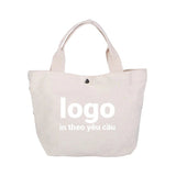Custom Printed Canvas Tote Bag with Snap Button – 13.8" × 11.8" × 3.9"