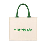 Custom Printed Jute and Canvas Tote Bag with Zipper – 13.8" × 10.6" × 5.1"