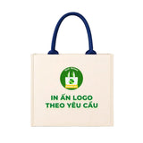 Custom Printed Jute and Canvas Tote Bag with Zipper – 13.8" × 10.6" × 5.1"