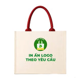 Custom Printed Jute and Canvas Tote Bag with Zipper – 13.8" × 10.6" × 5.1"