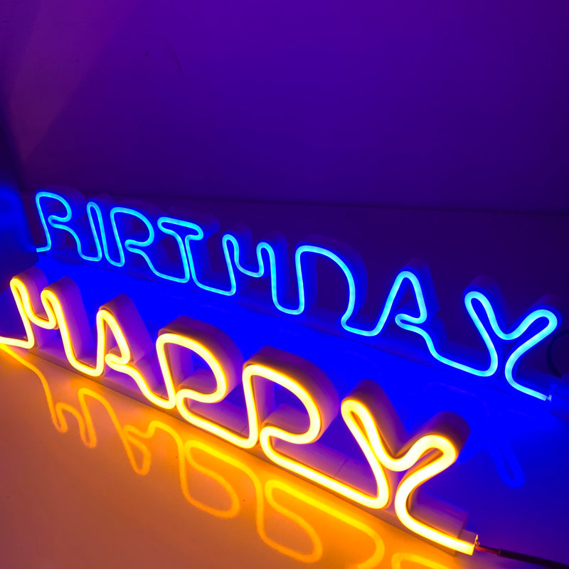 Happy Birthday Led Neon Sign - Self Standing