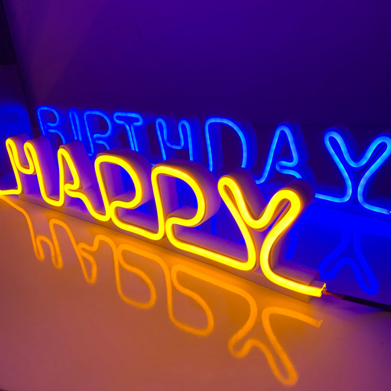 Happy Birthday Led Neon Sign - Self Standing