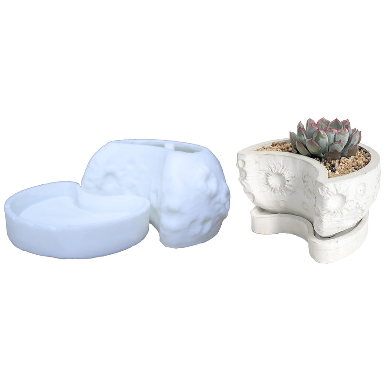 silicone plant pot mould Crescent Moon Silicone Concrete Flower Pot Molds,Industrial Building Design Succulent Plant Molds Cement Clay Moulds Home Office Desk Decor