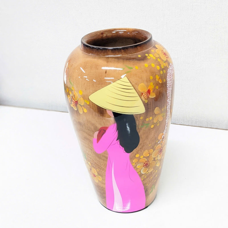 Lacquered Wood Decorative Vase