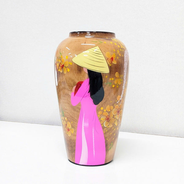 Lacquered Wood Decorative Vase
