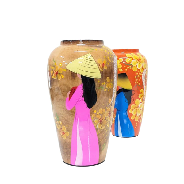 Lacquered Wood Decorative Vase