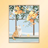 Cat and Fowers Painting by Numbers