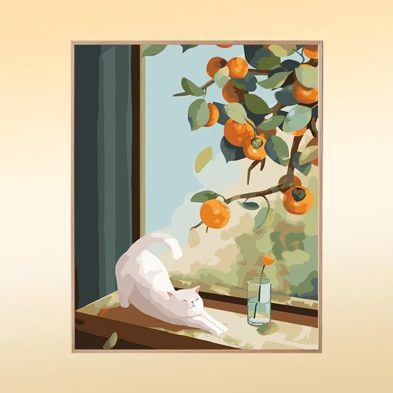 Cat and Fowers Painting by Numbers