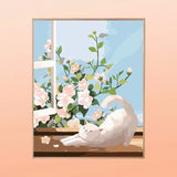 Cat and Fowers Painting by Numbers