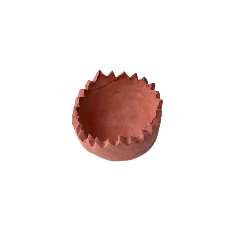 Natural Clay Planter With Pattern – 5cm (Unglazed)