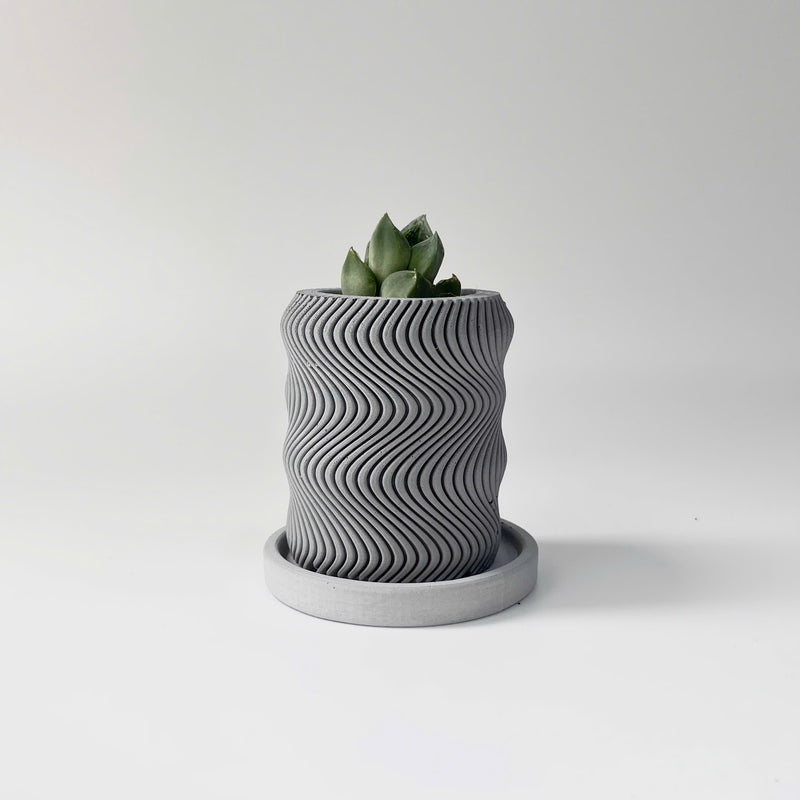 Modern Wavy Textured Indoor Planter Pot