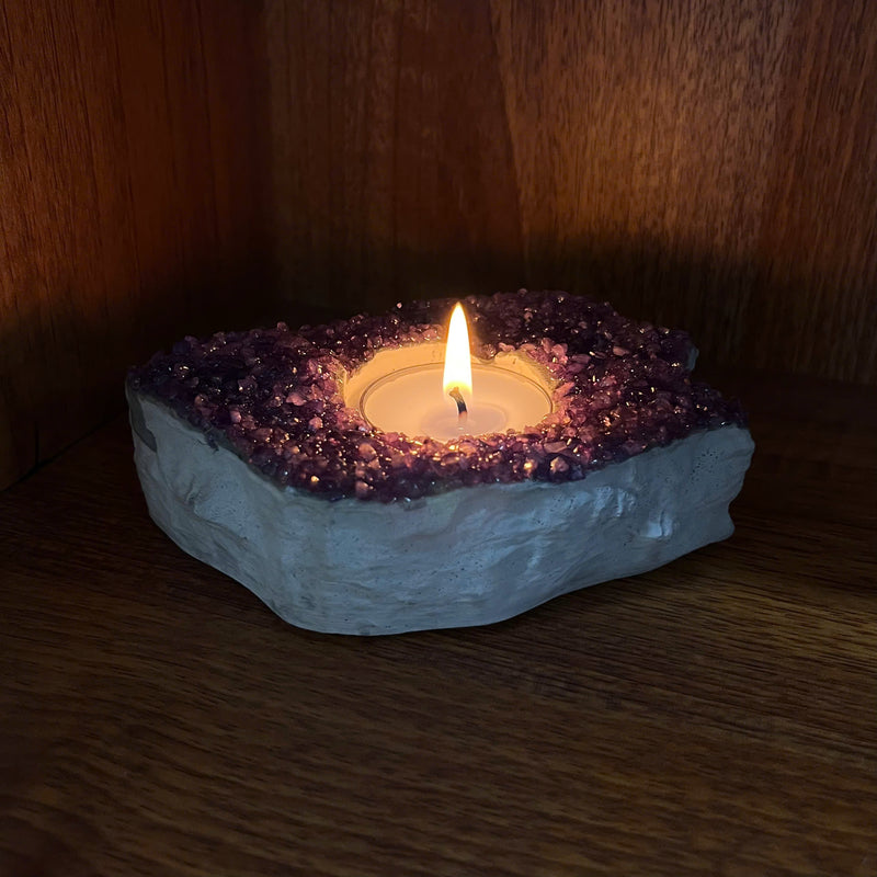 Handcrafted Amethyst Candle Holder