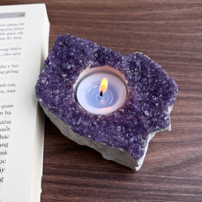 Handcrafted Amethyst Candle Holder