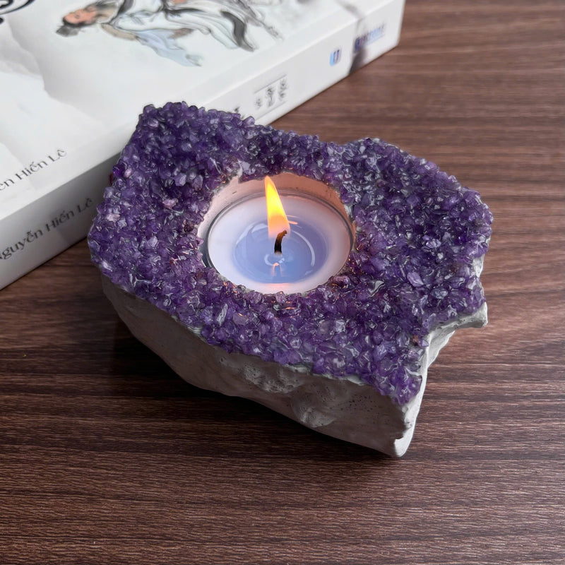 Handcrafted Amethyst Candle Holder