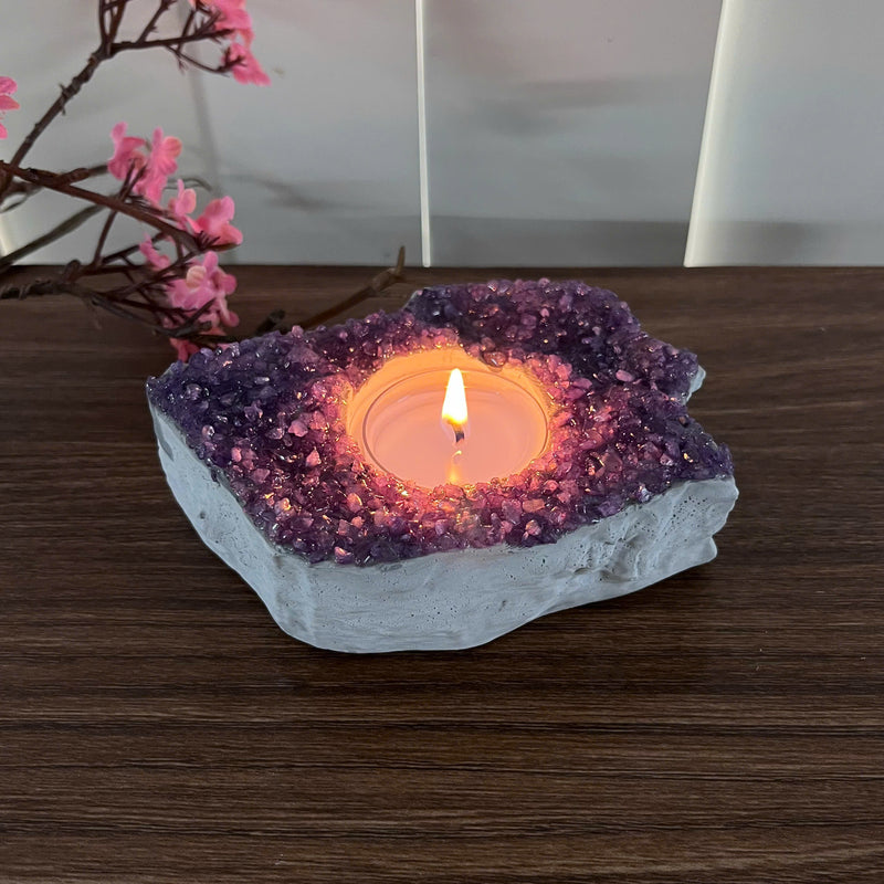 Handcrafted Amethyst Candle Holder