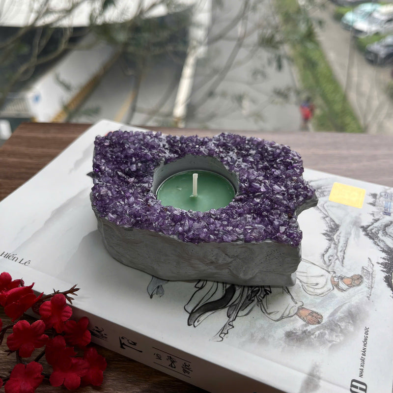 Handcrafted Amethyst Candle Holder