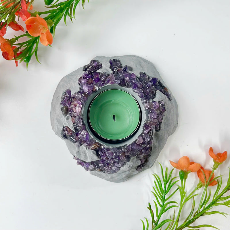 Handcrafted Amethyst Candle Holder (Volcano)