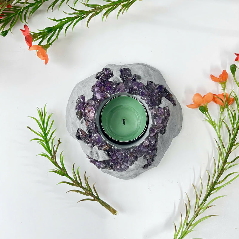 Handcrafted Amethyst Candle Holder (Volcano)